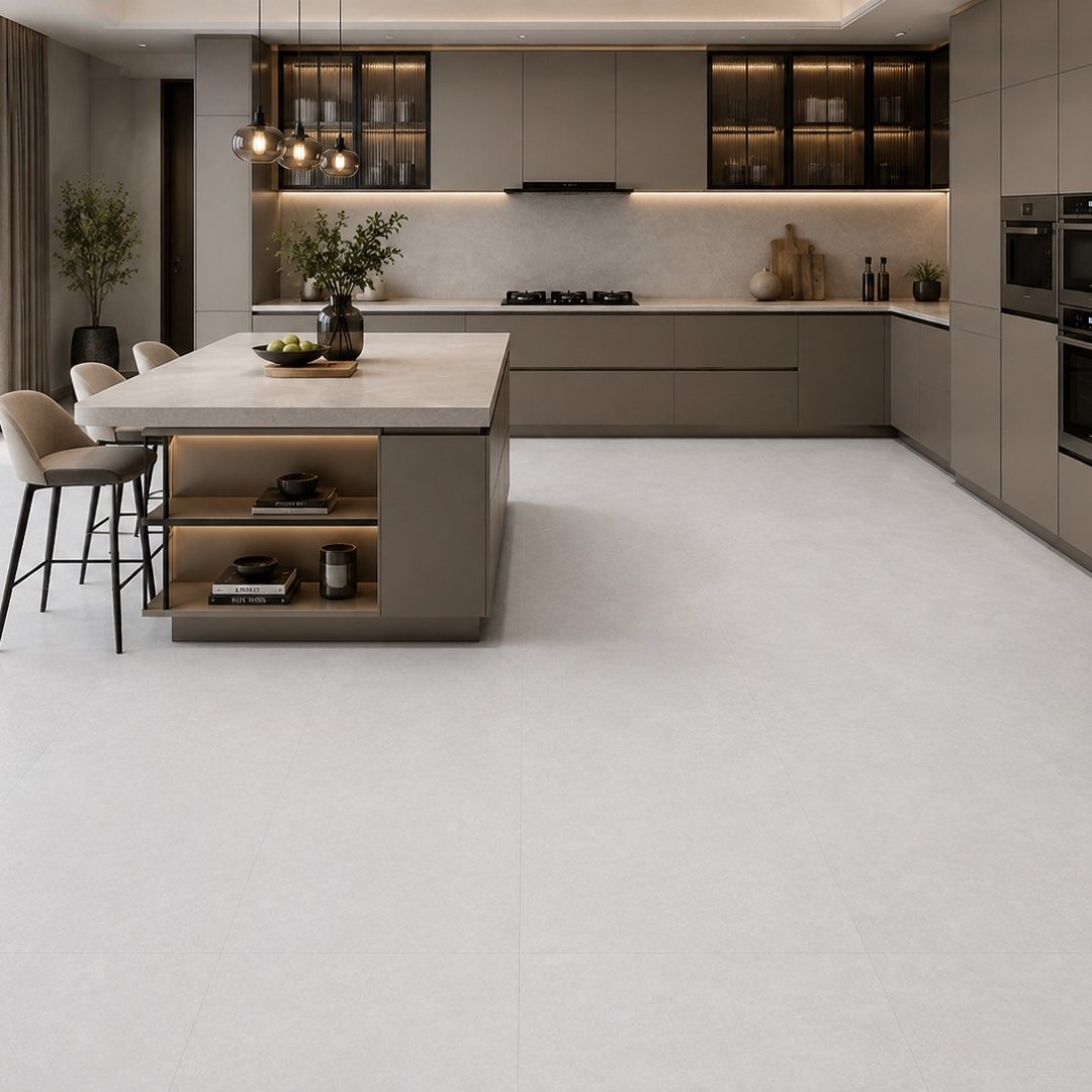 AL Cemento Grey Plain and texture Kitchen Tiles - My Home Studio